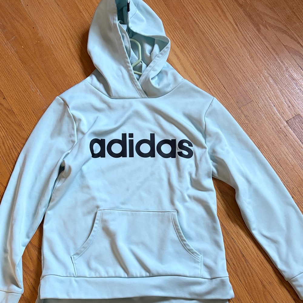 NWOT Adidas girls Sky Blue Pullover Hoodie size 14